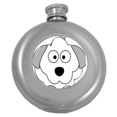 Animal Cartoon Colour Dog Round Hip Flask (5 Oz) by Nexatart