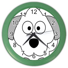 Animal Cartoon Colour Dog Color Wall Clocks by Nexatart