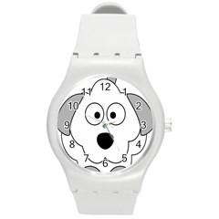 Animal Cartoon Colour Dog Round Plastic Sport Watch (m) by Nexatart