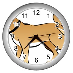 Dog Brown Pet Animal Tail Eskimo Wall Clocks (silver)  by Nexatart