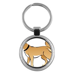 Dog Brown Pet Animal Tail Eskimo Key Chains (round)  by Nexatart