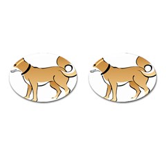 Dog Brown Pet Animal Tail Eskimo Cufflinks (oval) by Nexatart