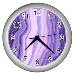 Marbled Ultra Violet Wall Clocks (silver)  by NouveauDesign