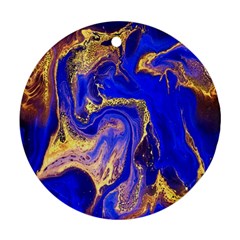 blue gold marbled Ornament (Round)