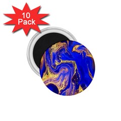 Blue Gold Marbled 1 75  Magnets (10 Pack)  by NouveauDesign