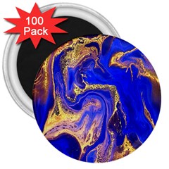 blue gold marbled 3  Magnets (100 pack)