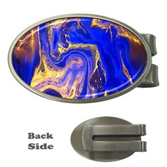 Blue Gold Marbled Money Clips (oval)  by NouveauDesign