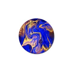 blue gold marbled Golf Ball Marker