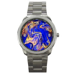 blue gold marbled Sport Metal Watch