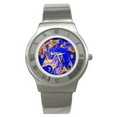 blue gold marbled Stainless Steel Watch