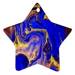 blue gold marbled Star Ornament (Two Sides)