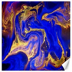 blue gold marbled Canvas 16  x 16  