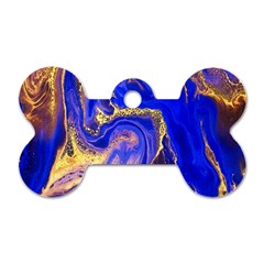 blue gold marbled Dog Tag Bone (Two Sides)