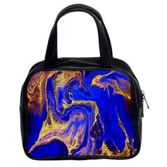 blue gold marbled Classic Handbags (2 Sides)