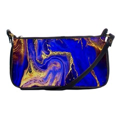 blue gold marbled Shoulder Clutch Bags