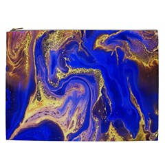 blue gold marbled Cosmetic Bag (XXL) 