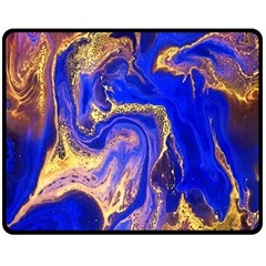 Blue Gold Marbled Double Sided Fleece Blanket (medium)  by NouveauDesign