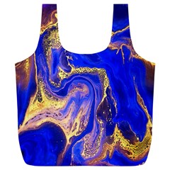 blue gold marbled Full Print Recycle Bags (L) 