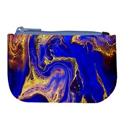 blue gold marbled Large Coin Purse