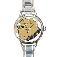 Bulldog Dog Head Canine Pet Round Italian Charm Watch by Nexatart