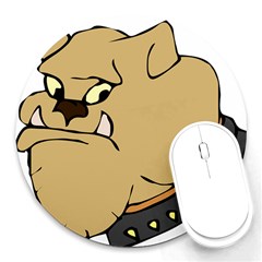 Bulldog Dog Head Canine Pet Round Mousepads by Nexatart