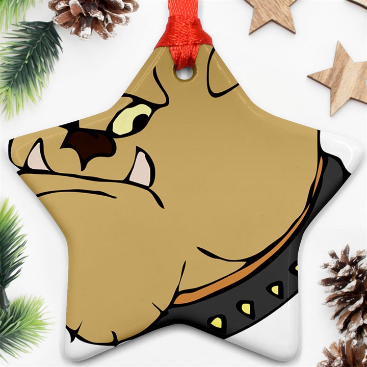 Bulldog Dog Head Canine Pet Ornament (Star)