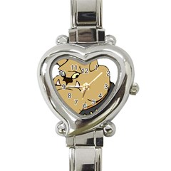 Bulldog Dog Head Canine Pet Heart Italian Charm Watch by Nexatart