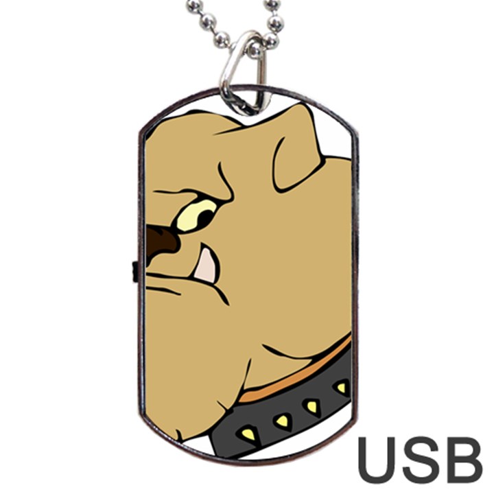 Bulldog Dog Head Canine Pet Dog Tag USB Flash (Two Sides)