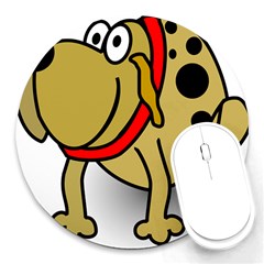 Dog Brown Spots Black Cartoon Round Mousepads by Nexatart