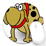 Dog Brown Spots Black Cartoon Round Mousepads Front