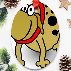 Dog Brown Spots Black Cartoon Ornament (oval) by Nexatart