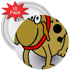 Dog Brown Spots Black Cartoon 3  Buttons (10 Pack)  by Nexatart