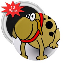 Dog Brown Spots Black Cartoon 3  Magnets (10 Pack)  by Nexatart