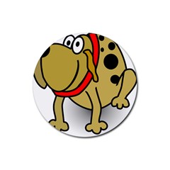 Dog Brown Spots Black Cartoon Rubber Round Coaster (4 Pack)  by Nexatart