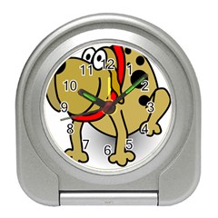 Dog Brown Spots Black Cartoon Travel Alarm Clocks by Nexatart