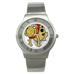 Dog Brown Spots Black Cartoon Stainless Steel Watch by Nexatart