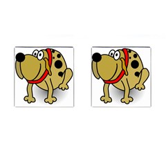 Dog Brown Spots Black Cartoon Cufflinks (square) by Nexatart