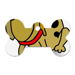 Dog Brown Spots Black Cartoon Dog Tag Bone (two Sides) by Nexatart