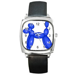 Poodle Dog Balloon Animal Clown Square Metal Watch by Nexatart