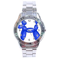 Poodle Dog Balloon Animal Clown Stainless Steel Analogue Watch by Nexatart