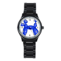 Poodle Dog Balloon Animal Clown Stainless Steel Round Watch by Nexatart