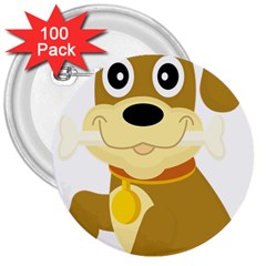 Dog Doggie Bone Dog Collar Cub 3  Buttons (100 Pack)  by Nexatart