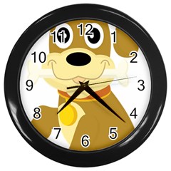 Dog Doggie Bone Dog Collar Cub Wall Clocks (black) by Nexatart