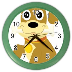 Dog Doggie Bone Dog Collar Cub Color Wall Clocks by Nexatart