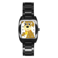 Dog Doggie Bone Dog Collar Cub Stainless Steel Barrel Watch by Nexatart