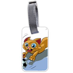 Cat Ball Play Funny Game Playing Luggage Tags (two Sides) by Nexatart