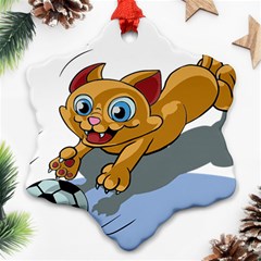 Cat Ball Play Funny Game Playing Ornament (snowflake) by Nexatart