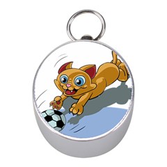 Cat Ball Play Funny Game Playing Mini Silver Compasses by Nexatart