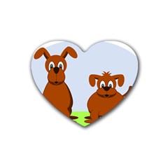 Animals Dogs Mutts Dog Pets Heart Coaster (4 Pack)  by Nexatart