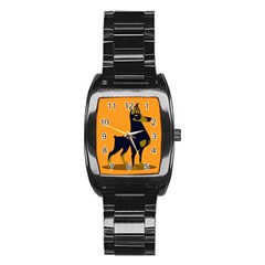 Illustration Silhouette Art Mammals Stainless Steel Barrel Watch by Nexatart